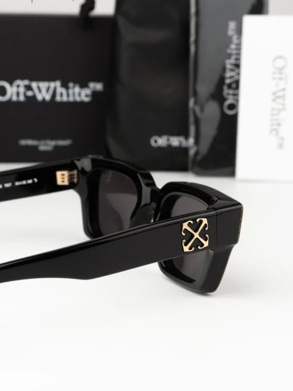 Off-White VIRGIL Men Sunglasses Black Gold Square OERI126 7607 NEW AUTHENTIC